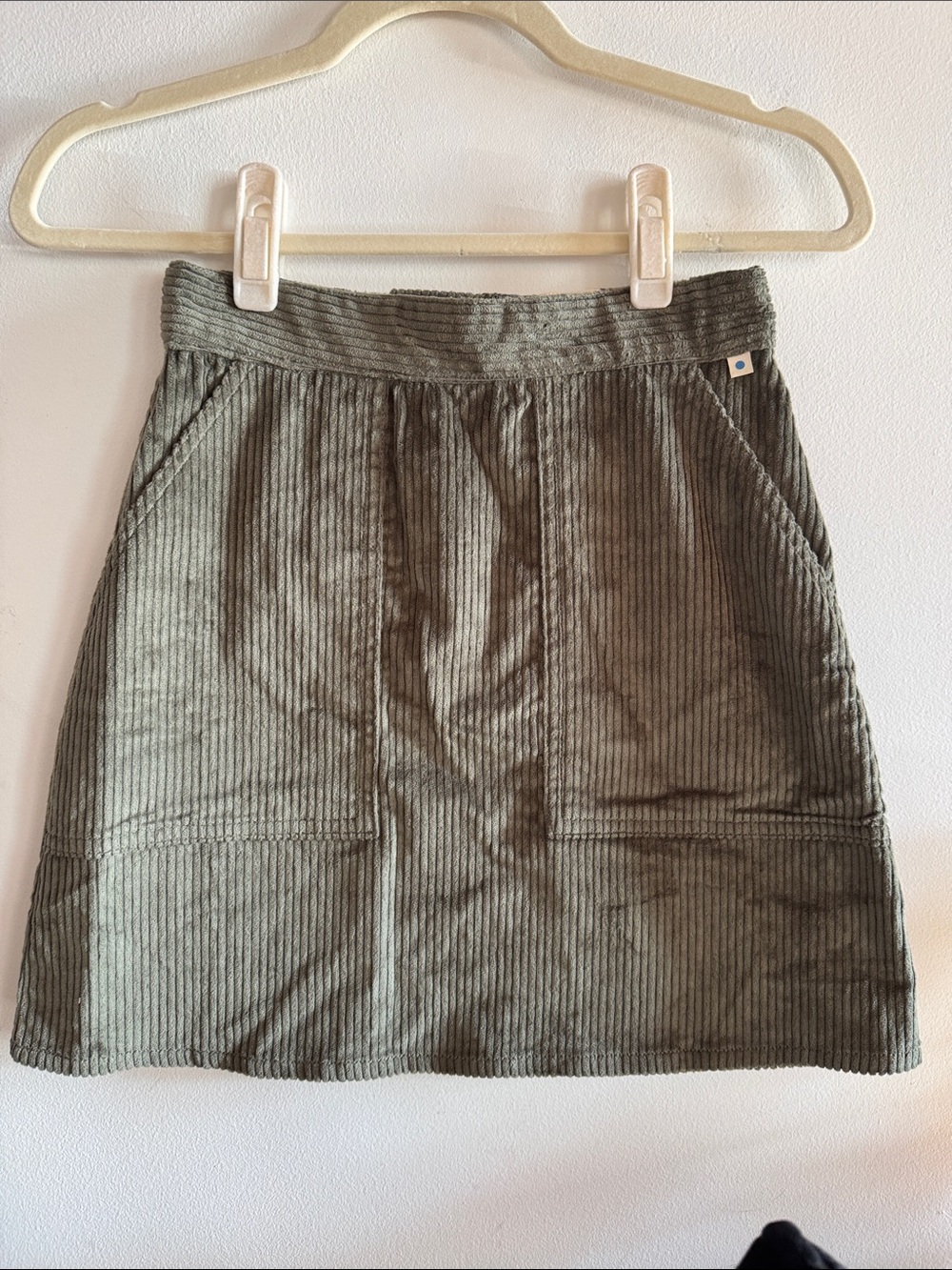 A.P. Arsene et les Piplettes Corduroy A-Line Skirt in Olive Green